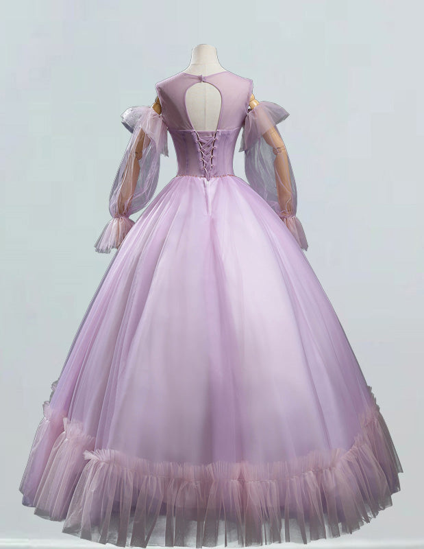 a dress made of purple tulle and a white background a dress made of purple tulle and a white background