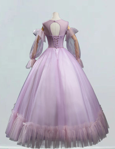 a dress made of purple tulle and a white background a dress made of purple tulle and a white background