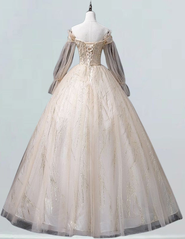 Elegant off-shoulder tulle ball gown for girls | Perfect for evening events, prom, and bridesmaid dresses1 Elegant off-shoulder tulle ball gown for girls | Perfect for evening events, prom, and bridesmaid dresses1