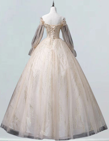 Elegant off-shoulder tulle ball gown for girls | Perfect for evening events, prom, and bridesmaid dresses1 Elegant off-shoulder tulle ball gown for girls | Perfect for evening events, prom, and bridesmaid dresses1