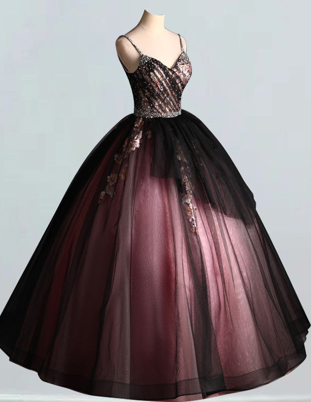 Elegant purple lace applique V-neck prom gown with spaghetti straps for girls1 Elegant purple lace applique V-neck prom gown with spaghetti straps for girls1