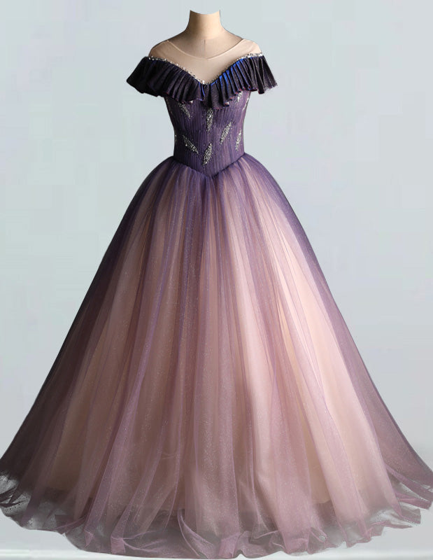 Elegant A-Line Tulle Ball Gown for Prom & Quinceanera with Beaded Detailing2 Elegant A-Line Tulle Ball Gown for Prom & Quinceanera with Beaded Detailing2