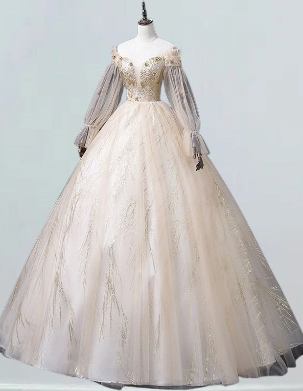 Elegant off-shoulder tulle ball gown for girls | Perfect for evening events, prom, and bridesmaid dresses0 Elegant off-shoulder tulle ball gown for girls | Perfect for evening events, prom, and bridesmaid dresses0