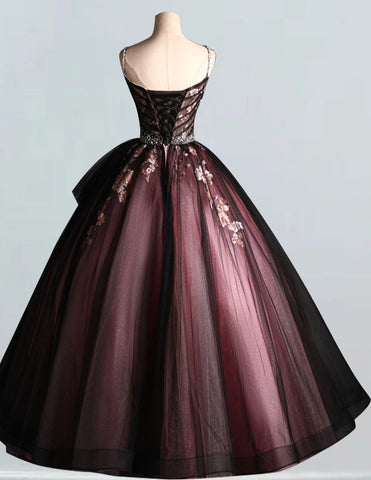 Elegant purple lace applique V-neck prom gown with spaghetti straps for girls2 Elegant purple lace applique V-neck prom gown with spaghetti straps for girls2