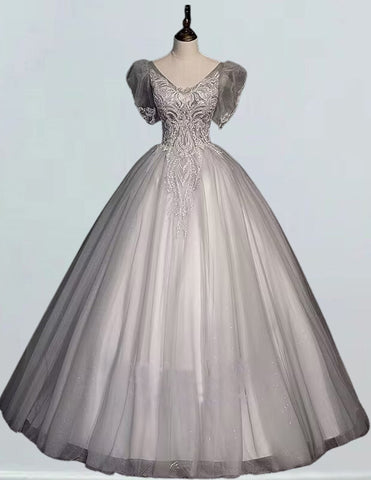 Elegant V-Neck Tulle Bridal Gown with Lace Applique & Beading for girls' formal events, including prom and bridesmaid dresses, princess party dress, and various evening gowns3 Elegant V-Neck Tulle Bridal Gown with Lace Applique & Beading for girls' formal events, including prom and bridesmaid dresses, princess party dress, and various evening gowns3