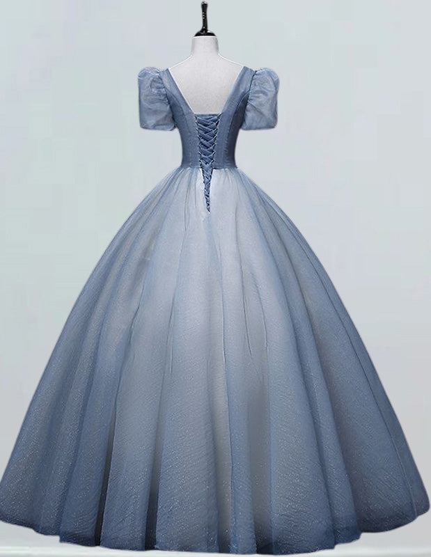 Elegant blue sequin V-neck prom dress with sleeves for girls3 Elegant blue sequin V-neck prom dress with sleeves for girls3