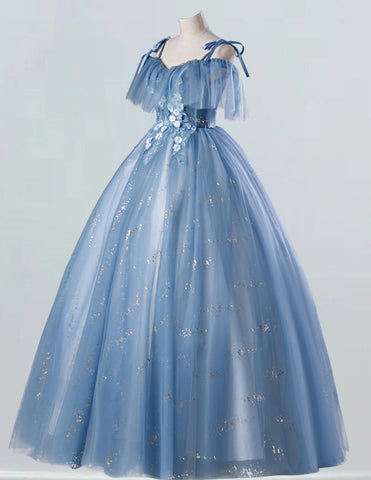 a blue ball gown on a mannequin a blue ball gown on a mannequin