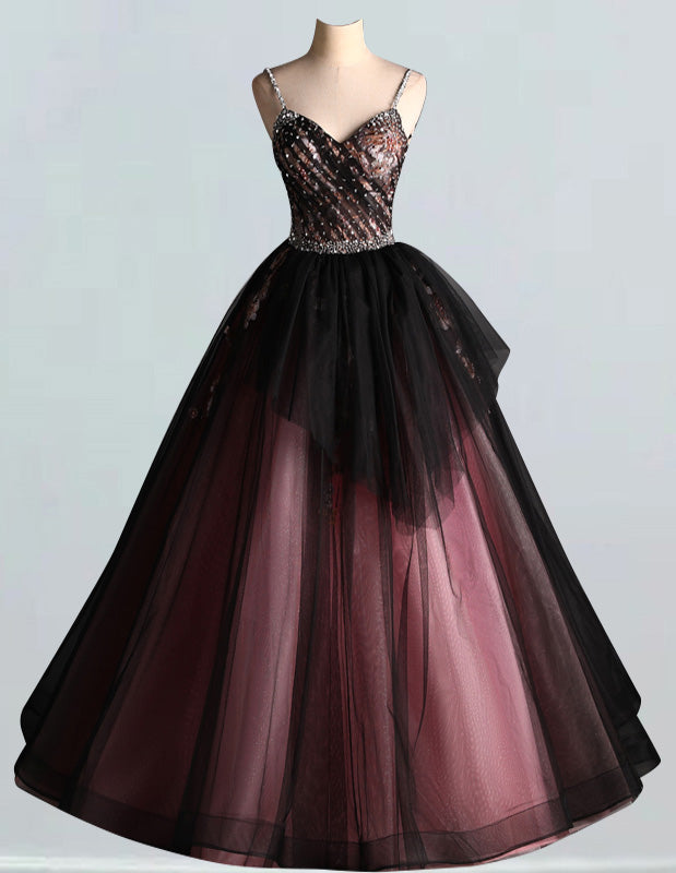 Elegant purple lace applique V-neck prom gown with spaghetti straps for girls0 Elegant purple lace applique V-neck prom gown with spaghetti straps for girls0