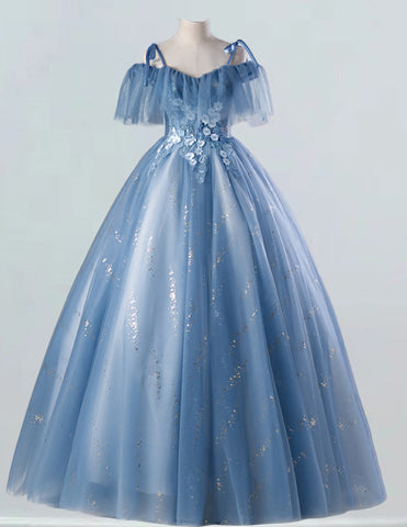 a blue ball gown on a mannequin a blue ball gown on a mannequin