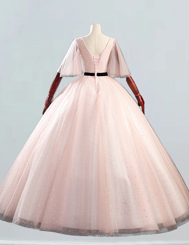 a pink ball gown on a mannequin