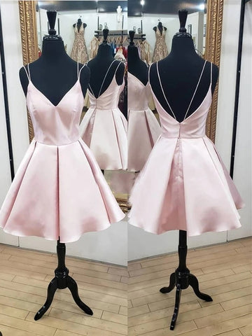 Pink v neck short prom dress cocktail dress