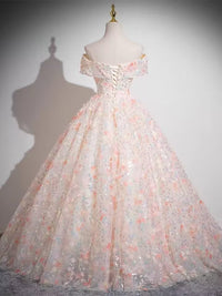 Pink off the shoulder princess party dress ball gown