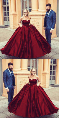 Nave blue long satin ball gown wedding gown burgundy prom dress evening gown bridal dress