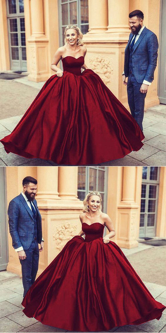 Nave blue long satin ball gown wedding gown burgundy prom dress evening gown bridal dress VIMYES