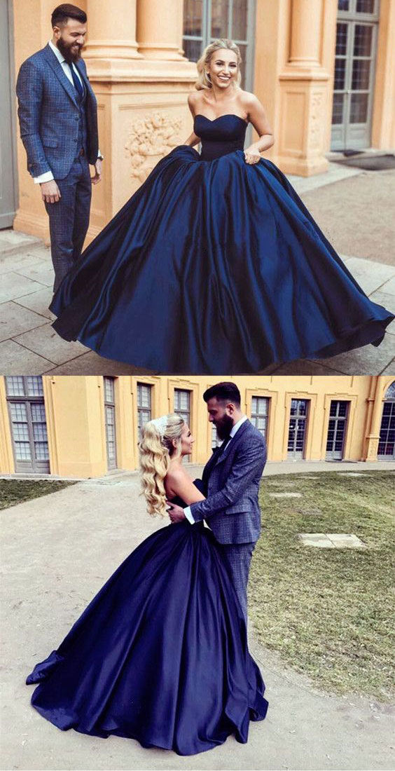 Nave blue long satin ball gown wedding gown burgundy prom dress evening gown bridal dress