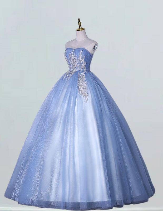 a light blue ball gown on a mannequin