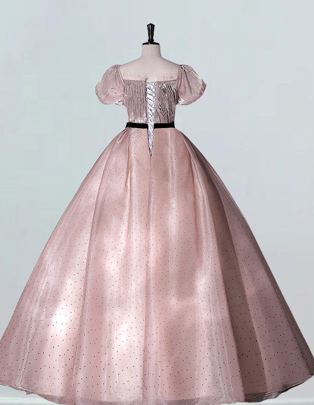 Elegant pink pleated ball gown for girls, perfect for formal events, quinceaneras, and proms with a variety of styles including off-shoulder, corset, and modest designs0