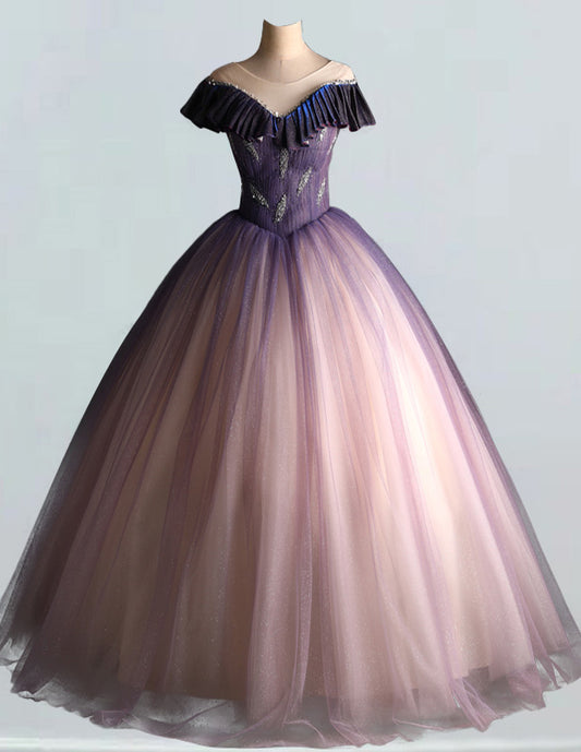 Elegant A-Line Tulle Ball Gown for Prom & Quinceanera with Beaded Detailing0 VIMYES