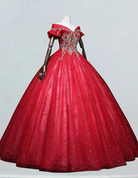 Boho lace off-shoulder wedding dress with beaded tulle, perfect for prom or evening events2