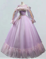 Lavender long prom dress gown,Straps feather elegant party dress for women,Floor length Graduation Ball Dress