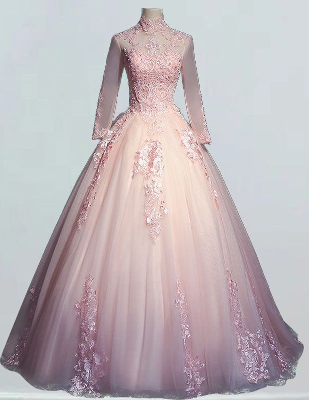 a pink ball gown on a mannequin