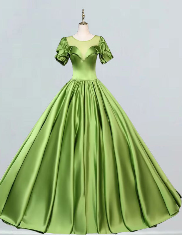 Elegant satin ball gown prom dress with off-shoulder design for evening parties2