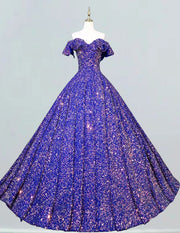 Royal Blue Sequin Strapless Prom Dress | Elegant Evening Gown for Girls