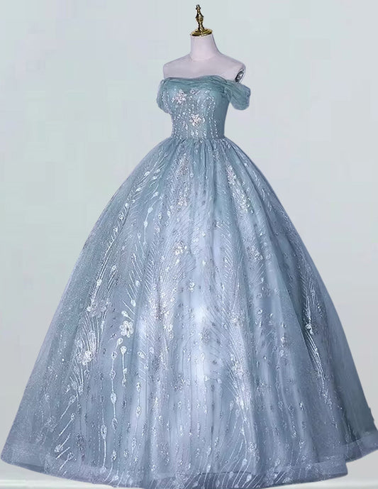 a blue ball gown on a mannequin