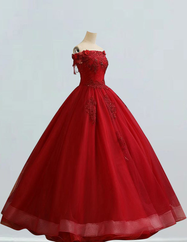 a red ball gown on a mannequin