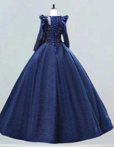 a blue ball gown on a mannequin