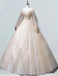 Elegant off-shoulder tulle ball gown for girls | Perfect for evening events, prom, and bridesmaid dresses0