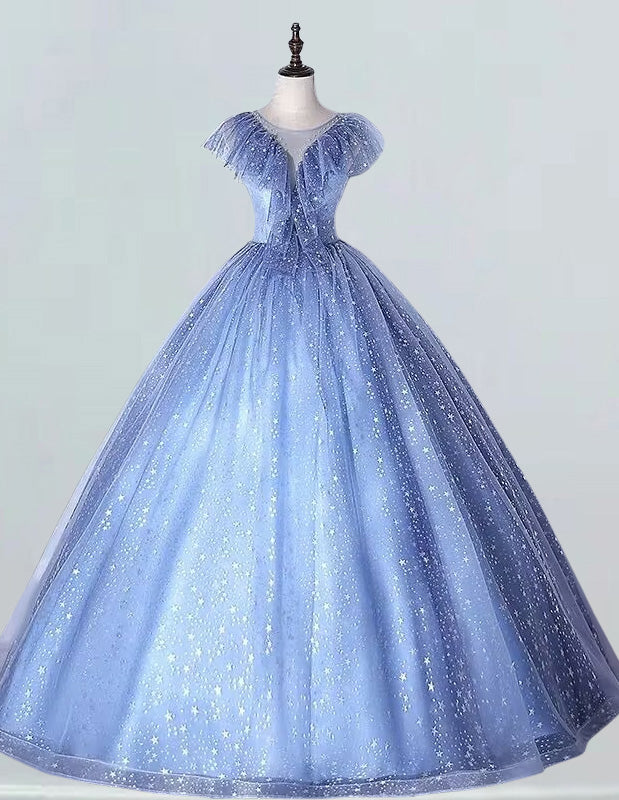 a blue ball gown on a mannequin