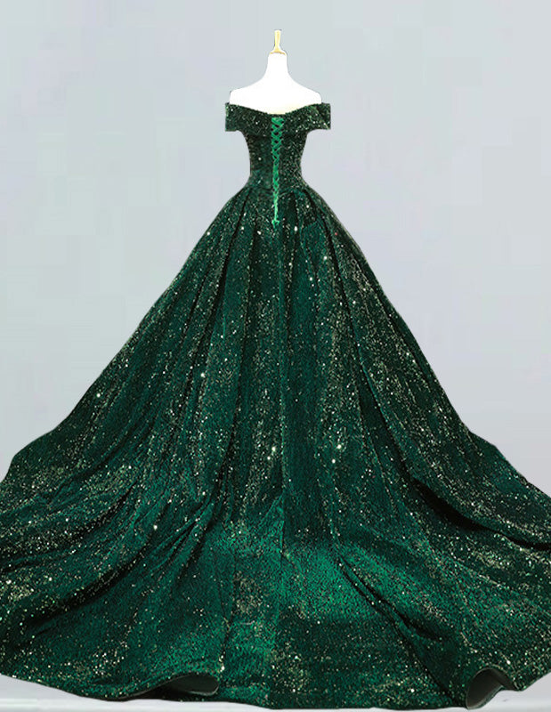 a green ball gown on a mannequin