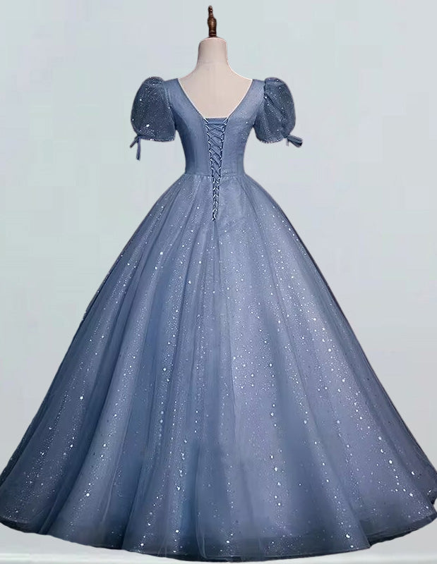 a blue ball gown on a mannequin