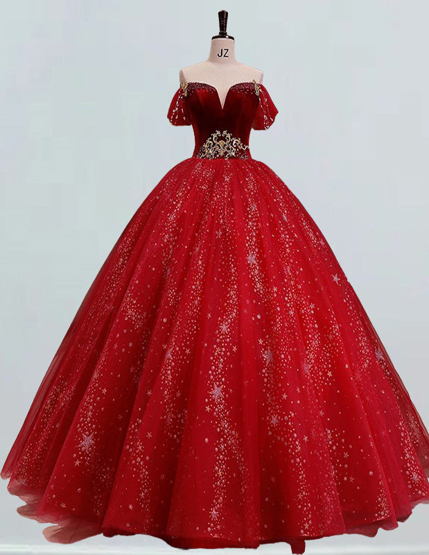 a red ball gown on a mannequin