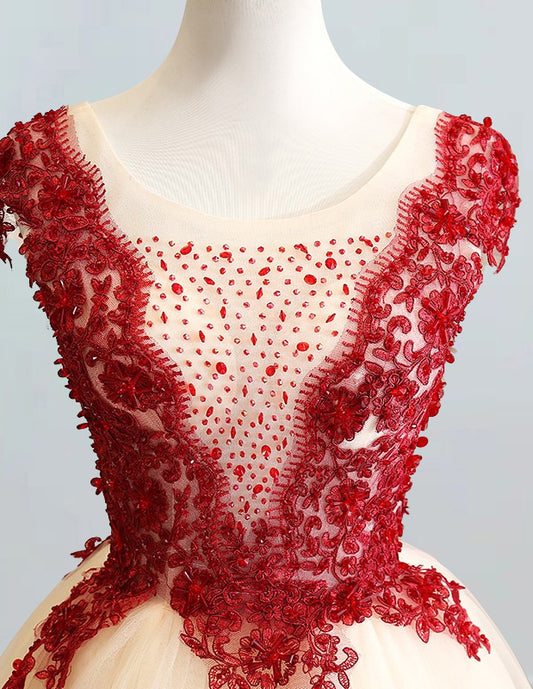 a red and white dress on a mannequin