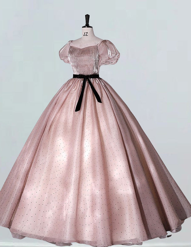 Elegant pink pleated ball gown for girls, perfect for formal events, quinceaneras, and proms with a variety of styles including off-shoulder, corset, and modest designs2