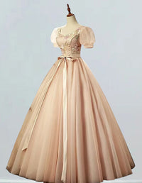 Elegant pink lace prom dress with floor-length square neck gown for girls' formal events2