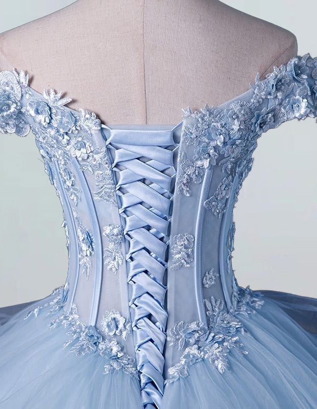 a light blue ball gown on a mannequin