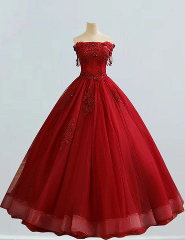 a red ball gown on a mannequin