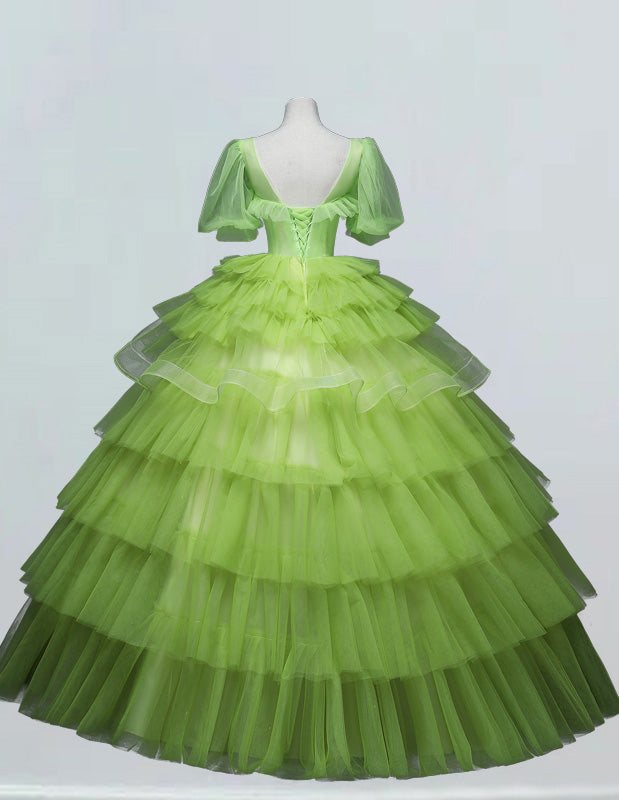 a green ball gown on a mannequin