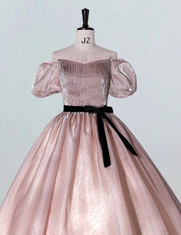 Elegant pink pleated ball gown for girls, perfect for formal events, quinceaneras, and proms with a variety of styles including off-shoulder, corset, and modest designs1