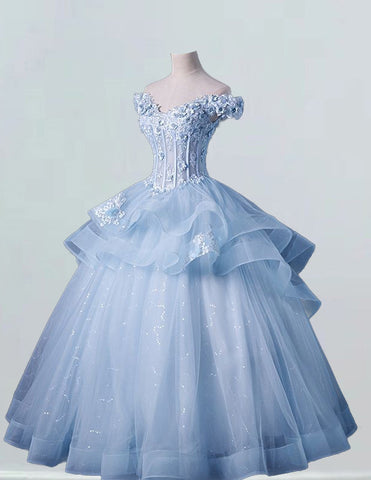 a blue ball gown on a mannequin