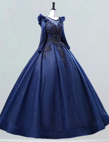 a blue ball gown on a mannequin