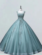 Green Prom Dress embroidered with Lace for women, Princess Party Dress women, ball gown for Party Women