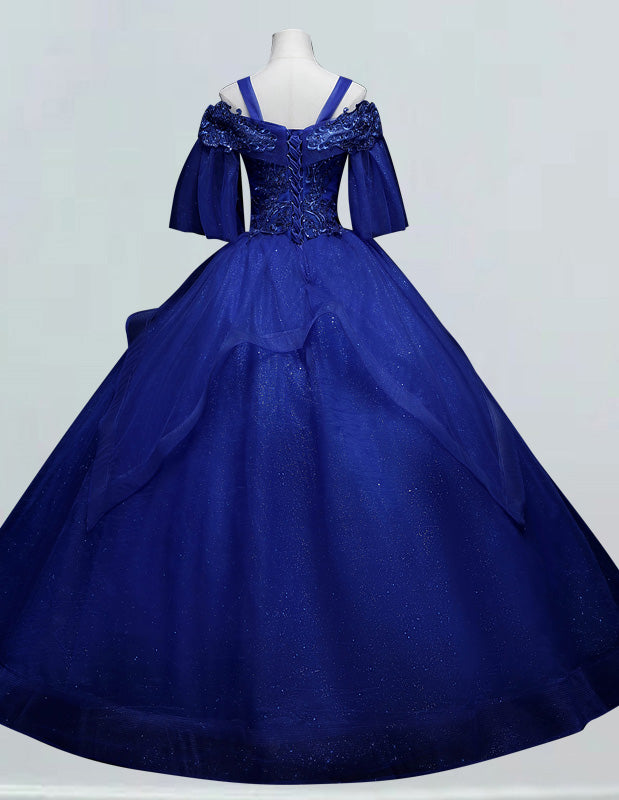 a blue ball gown on a mannequin