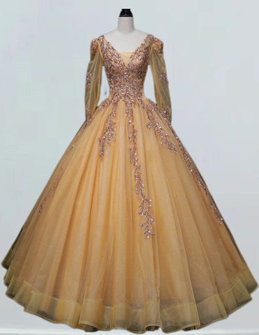 a yellow ball gown on a mannequin