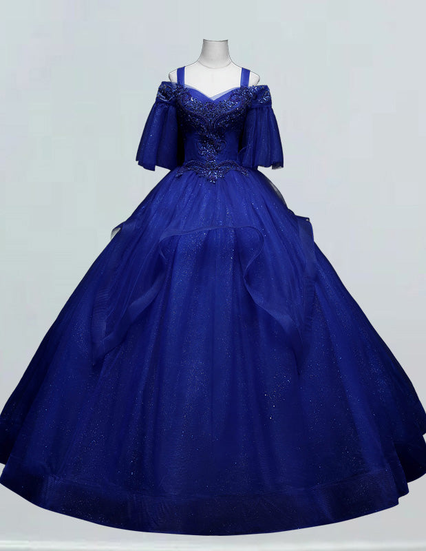 a blue ball gown on a mannequin