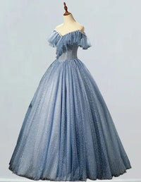 Elegant off-shoulder crystal rhinestone tulle prom gown for girls2