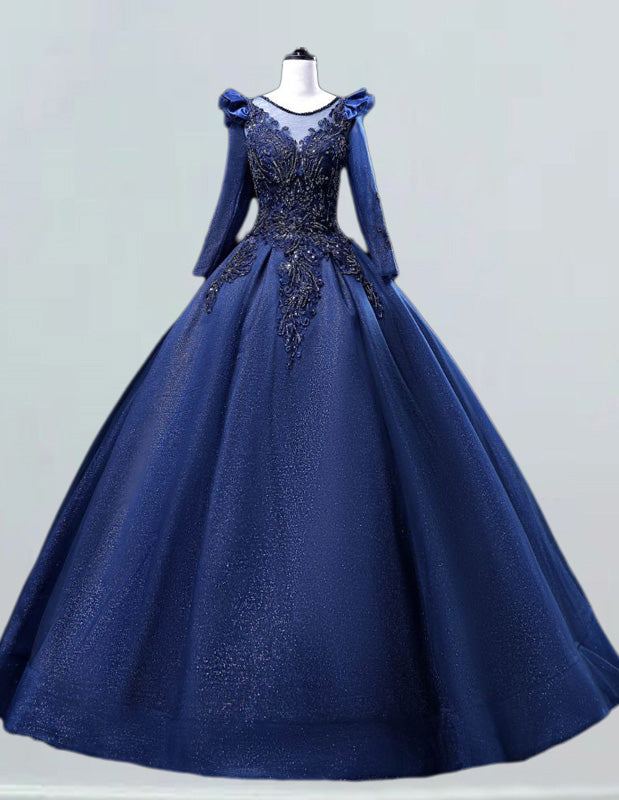 a blue ball gown on a mannequin